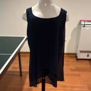 White House Black Market Midnight Blue Layered Tank Top